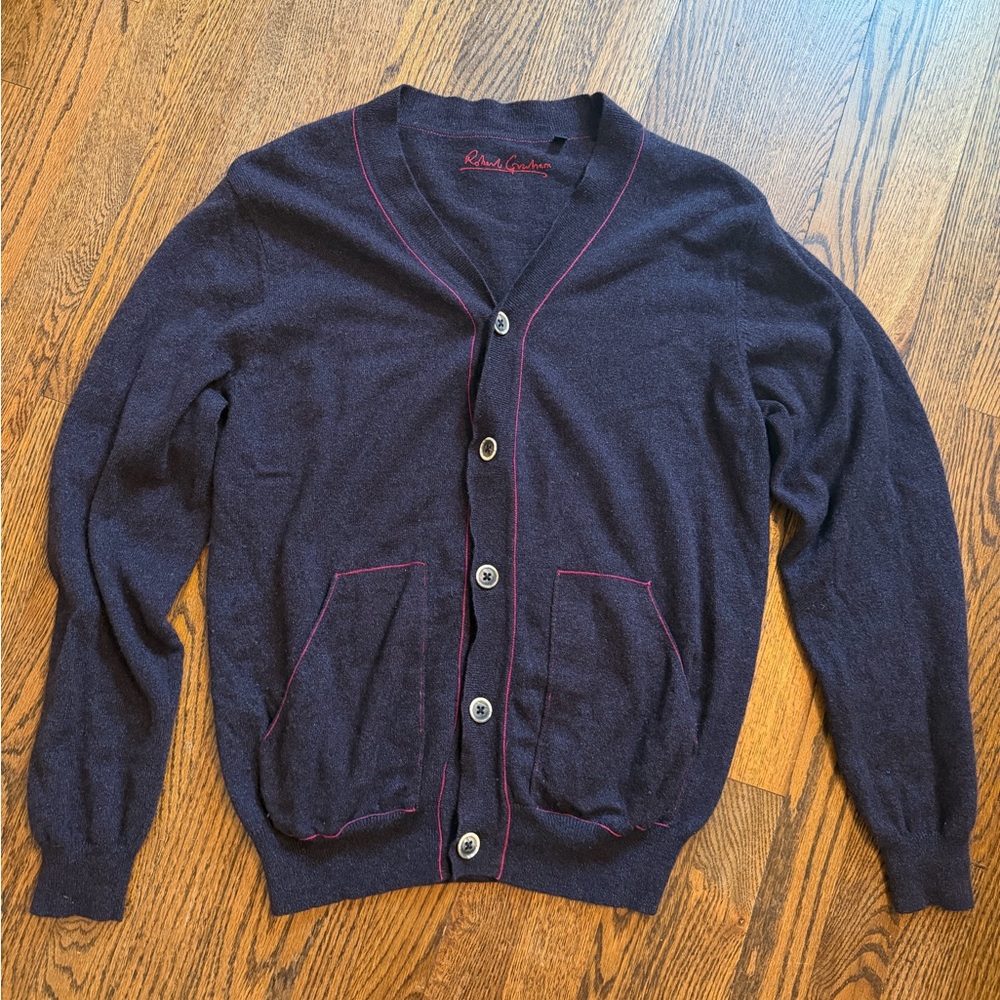 Robert Graham 100% Cashmere Cardigan Sweater Size Medium